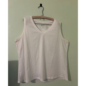 Pact Organic Cotton White Tank Top XXL Sleeveless V Neck Shirt Plus Size Comfort